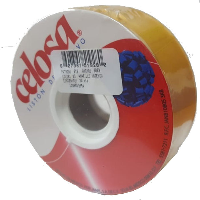 Listón Celosa 0009 Ancho 3.5 Cm. Rollo 50 Metros Amarillo Intenso