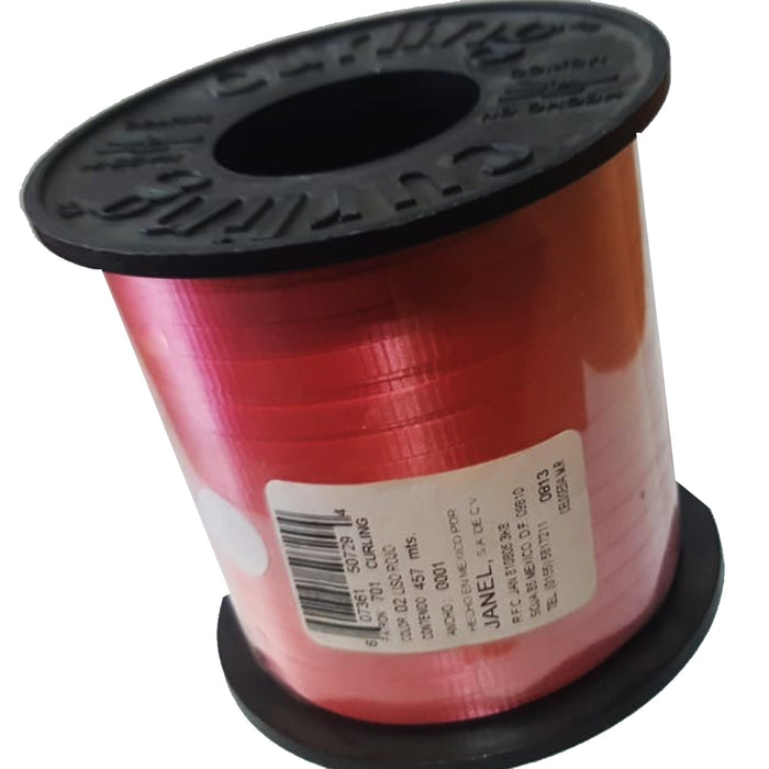 Listón Curling Celosa Liso Rojo Rollo 457 metros