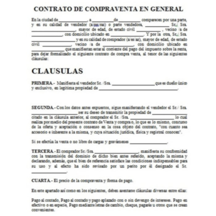 Contrato de Compra Venta 1 Hoja