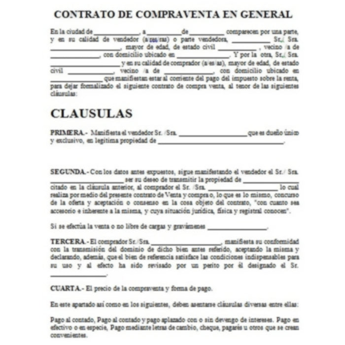 Contrato de Compra Venta 1 Hoja