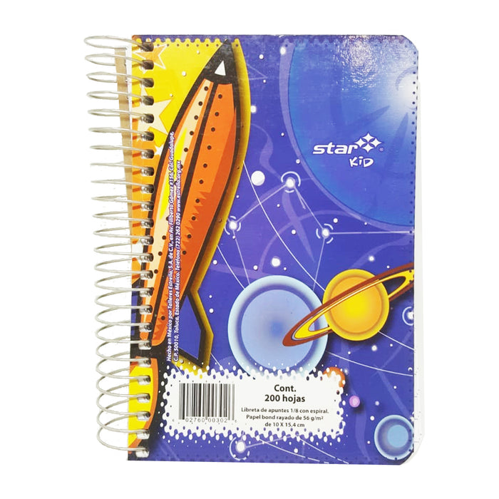 Libreta Raya Espiral 10 x 15.4 cm 200 Hojas Estrella