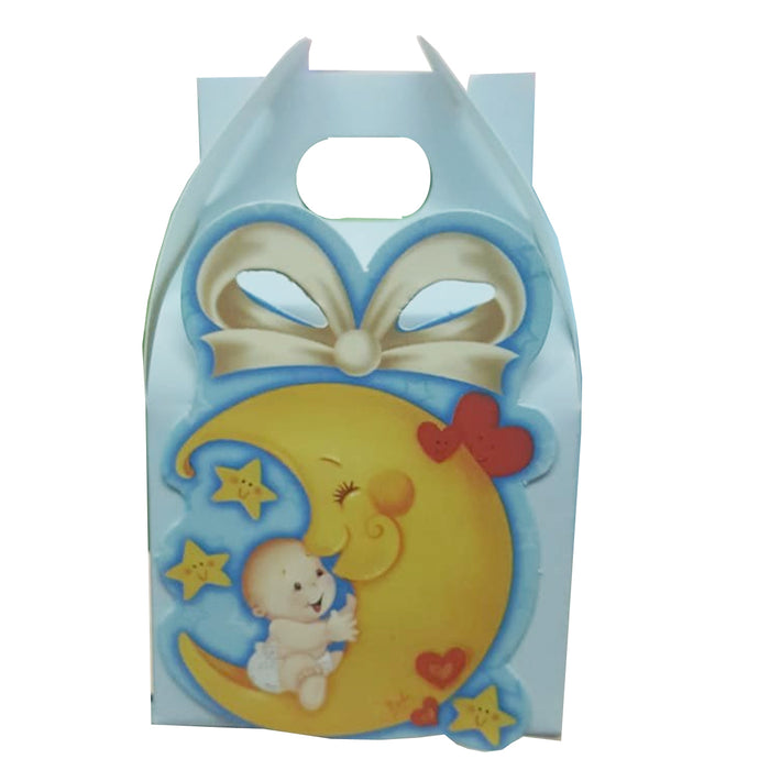 Caja Regalo 8 x 5 x 5 cm Padi Azul con Diseño Luna y Bebe