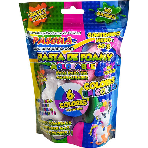 Pasta de Foamy Moldeable 6 Colores Unicornio 60 g Pascua— Farmacia