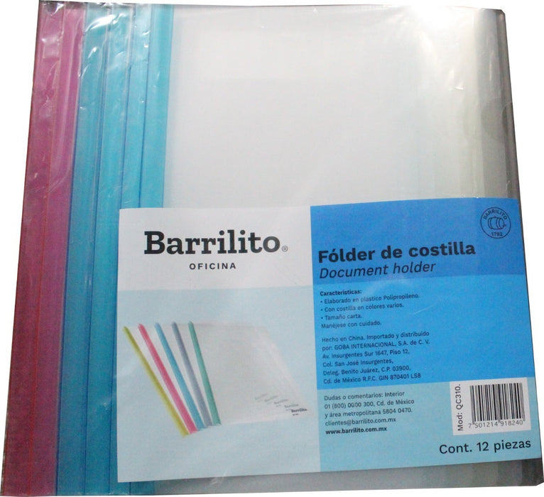 Folders C/Costilla Transparente T/Carta Barrilito
