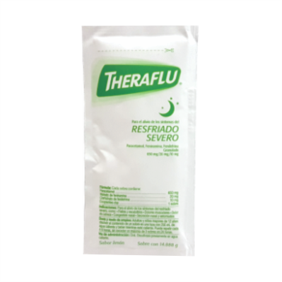 Theraflu 1 Sobre Paracetamol, Feniramina, Fenilefrina, Granulado 650 mg/20 mg/10 mg