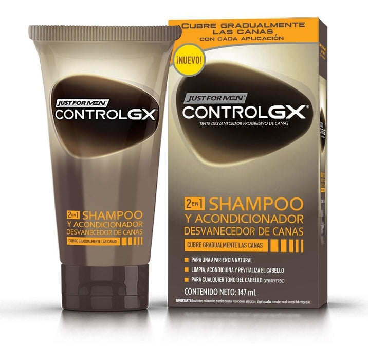Shampoo y Acondicionador Tinte Desvanecedor de Canas Control GX Just For Men 147 ml