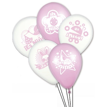 Globo 9" Bolsa 10 piezas "Es Nina"