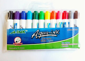 Marcadores Mini Base Agua 12 piezas Aqua-Ink