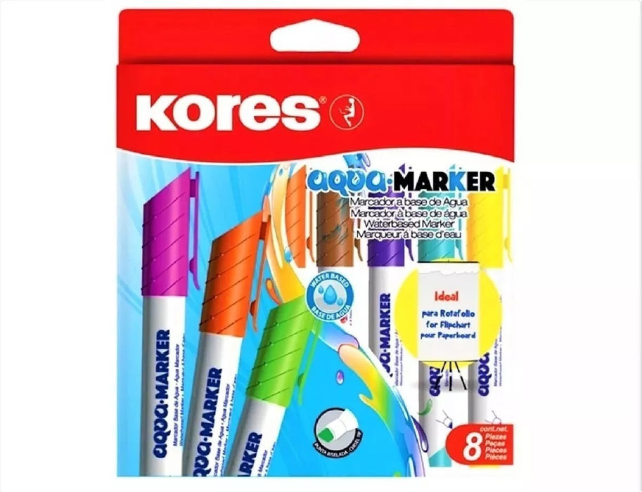 Marcadores Aqua-Marker Base Agua 8 piezas Kores