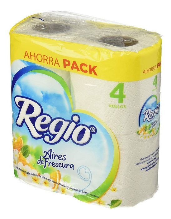 Papel Higienico 4 Rollos Regio Aires de Frescura Con Aroma
