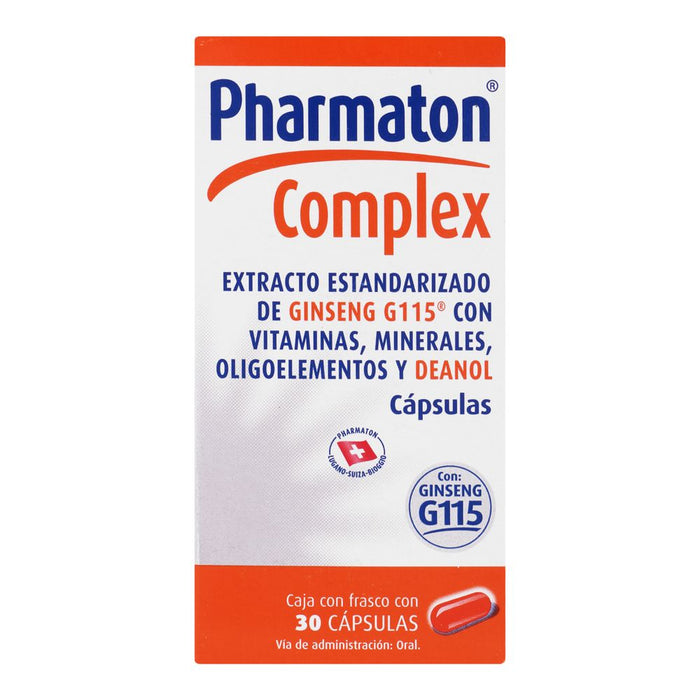 Pharmaton capsulas Vitaminas, Minerales y Ginseng G115 Frasco con 30 capsulas