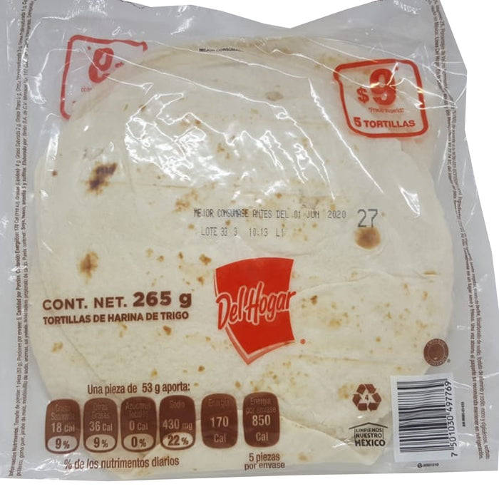 Tortillas de Harina Del Hogar 265 gr 5 Piezas
