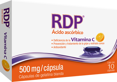 RDP Acido Ascórbico Vitamina C capsulas de 500 mg Caja con 10 Progela