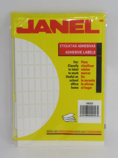 Etiquetas Adhesivas Blancas 8 x 20 mm 2520 Piezas Janel #4-0820
